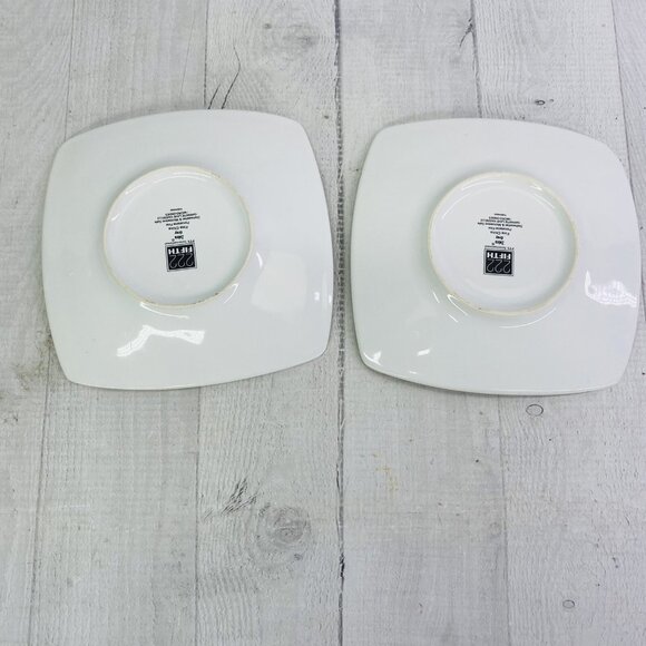 222 Fifth ZEBRA GREY White Square Porcelain Square Appetizer Bread Plates Set 5 - Picture 6 of 11